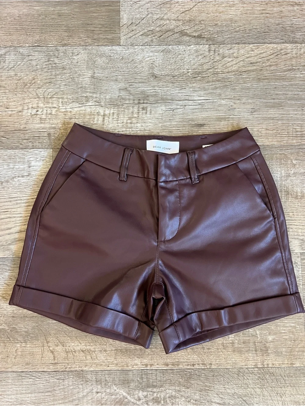 Dear John Vegan Leather North Hampton Short in Brown Burgundy